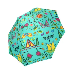 Geometric Floral Summer-Sky Foldable Umbrella