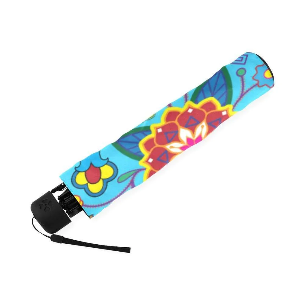 Geometric Floral Winter-Sky Blue Foldable Umbrella