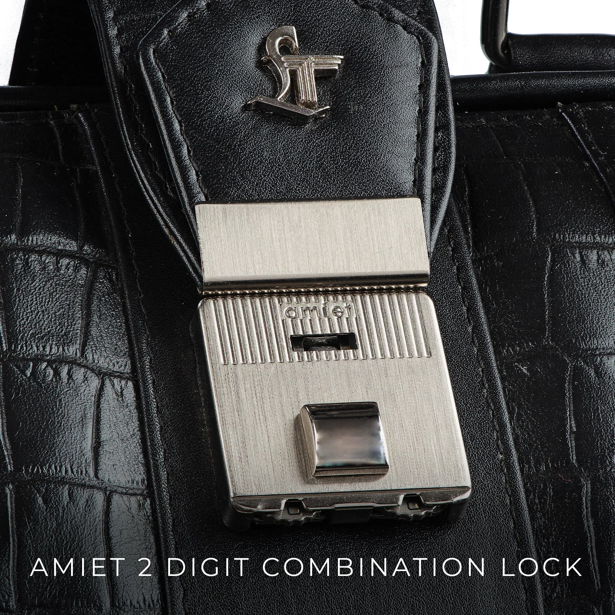 Georgia Collection - Italian Classics 97 Travel Bag | Leather Duffle Bag For Men | Croco Embossed Genuine Leather | Colour : Black