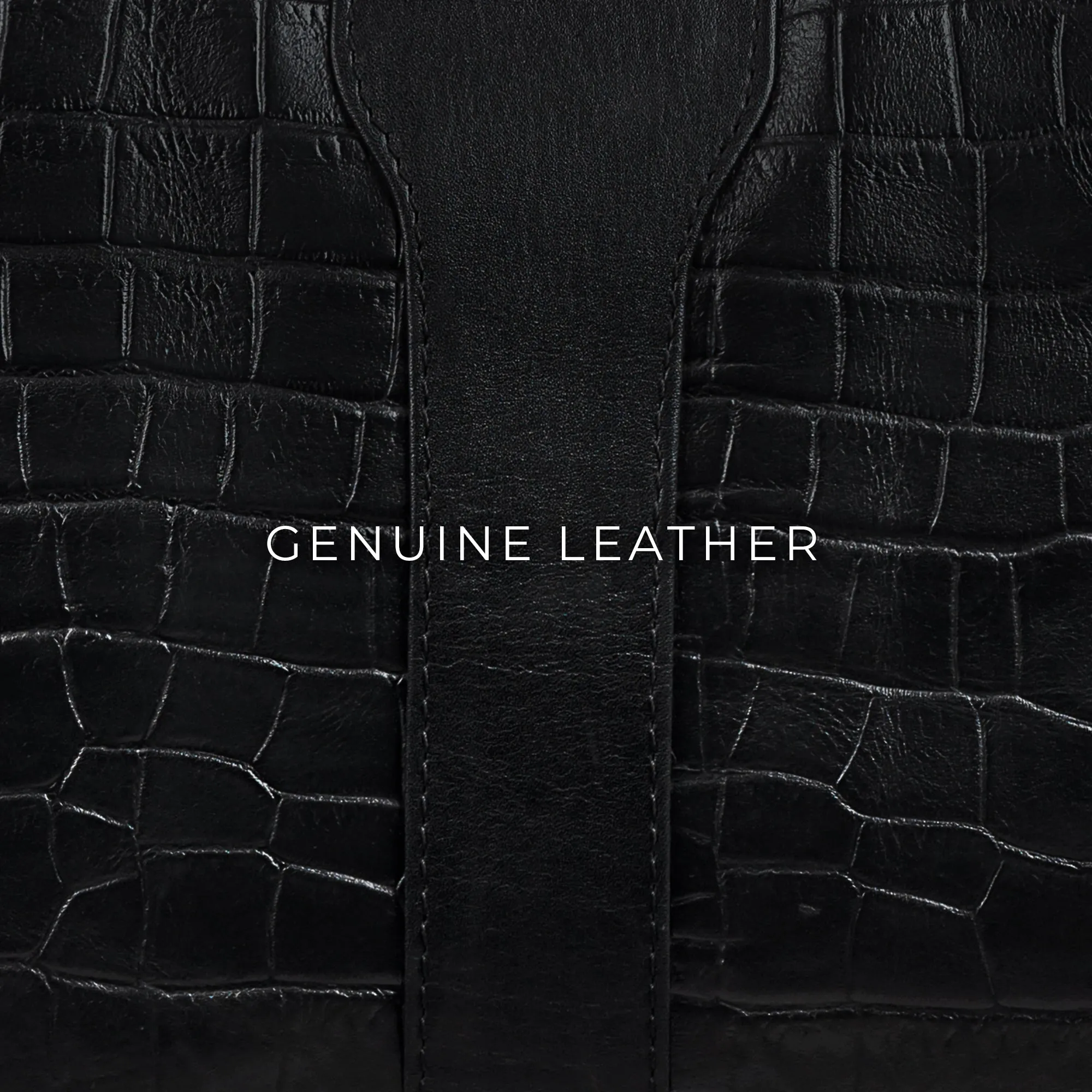 Georgia Collection - Italian Classics 97 Travel Bag | Leather Duffle Bag For Men | Croco Embossed Genuine Leather | Colour : Black