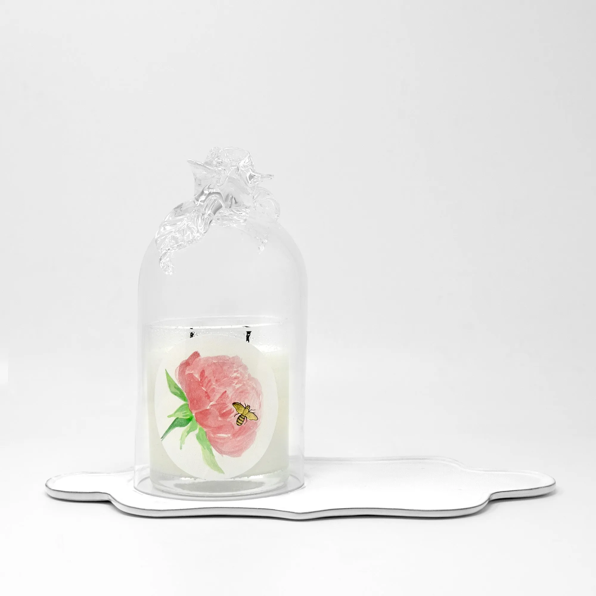 Glass bell with ceramic base