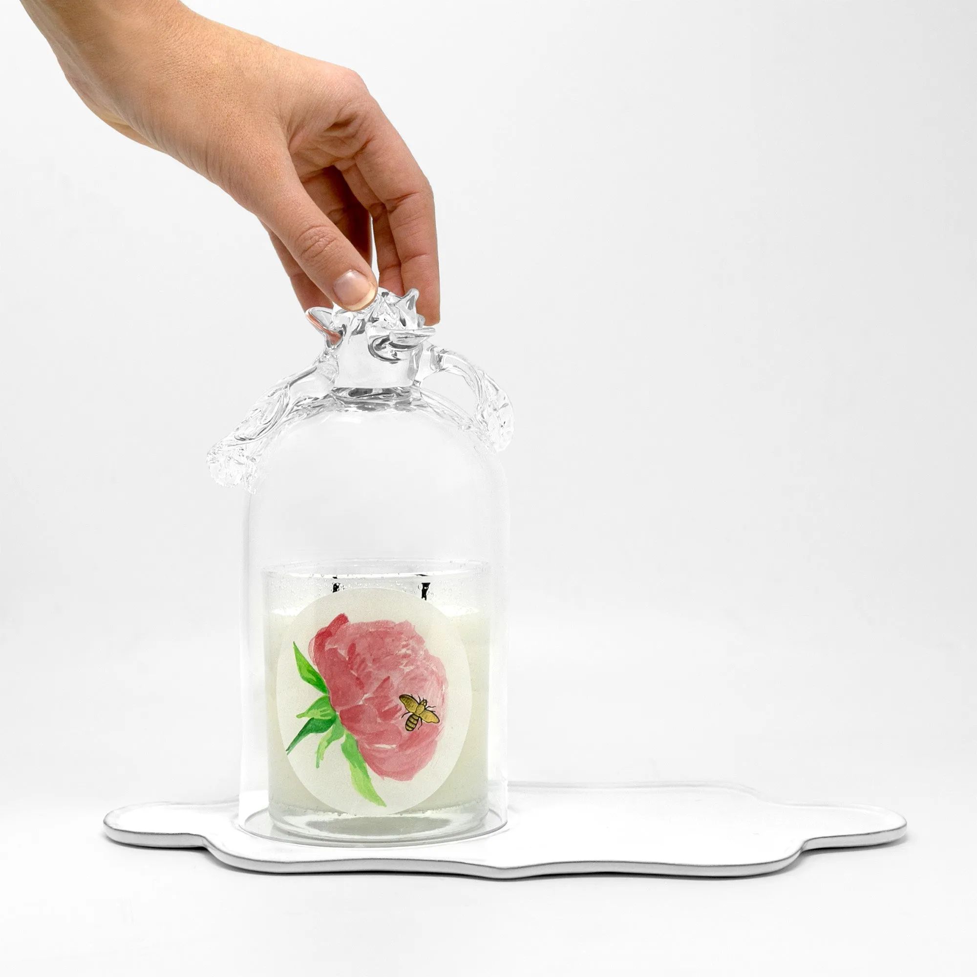 Glass bell with ceramic base