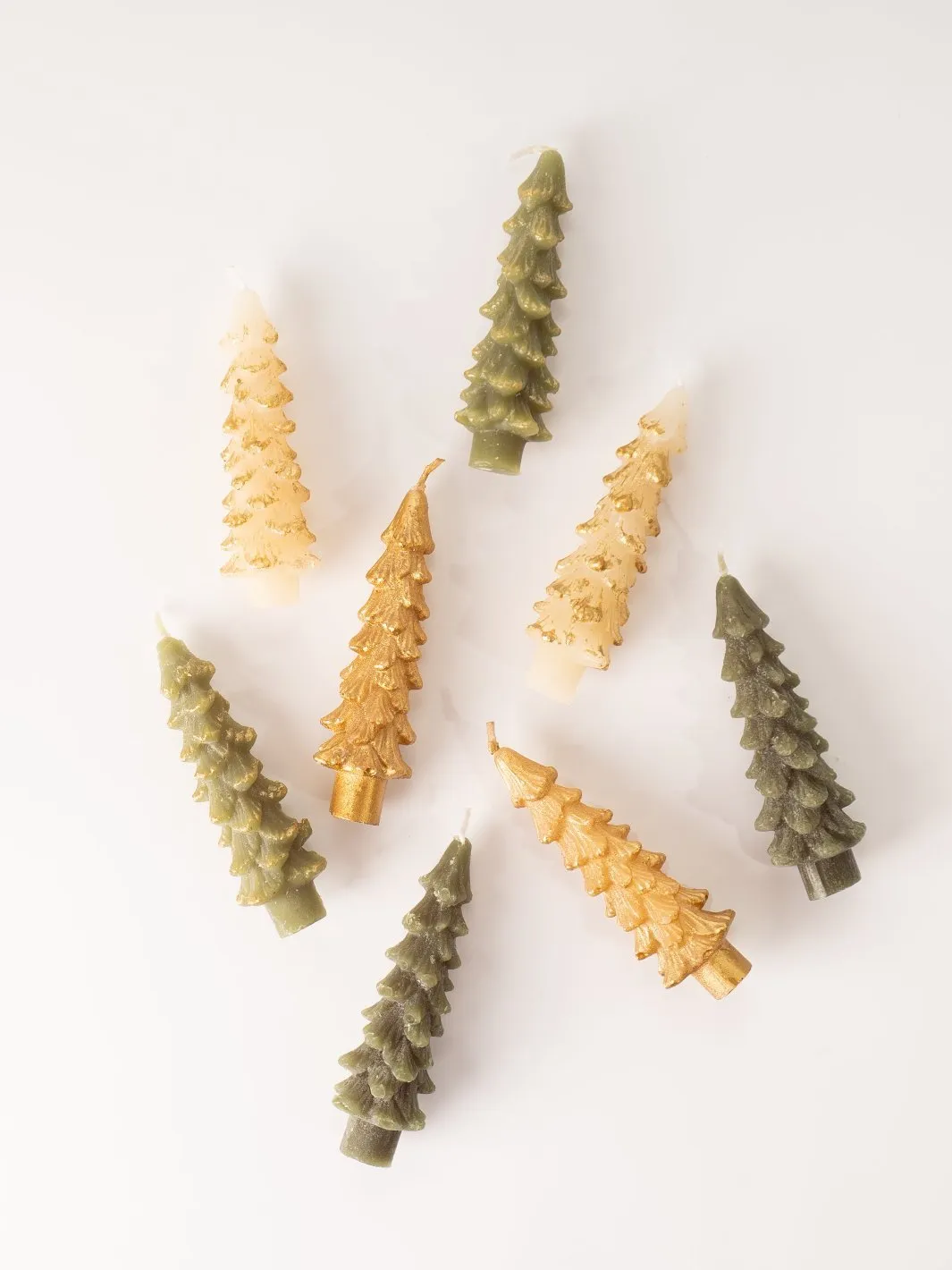 Gold Tipped Tree Taper Candles - Short