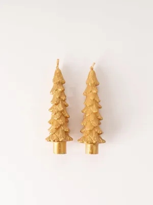 Gold Tipped Tree Taper Candles - Short