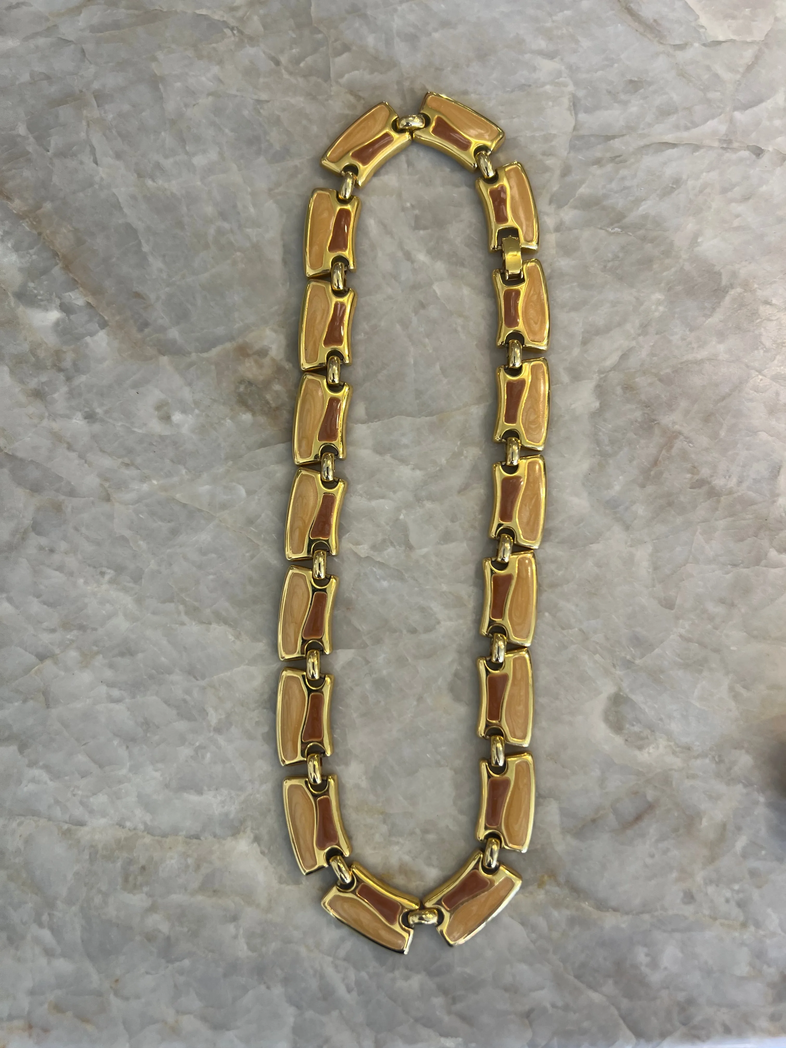 Gold Tone Enamel Necklace (Vintage)