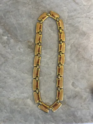 Gold Tone Enamel Necklace (Vintage)