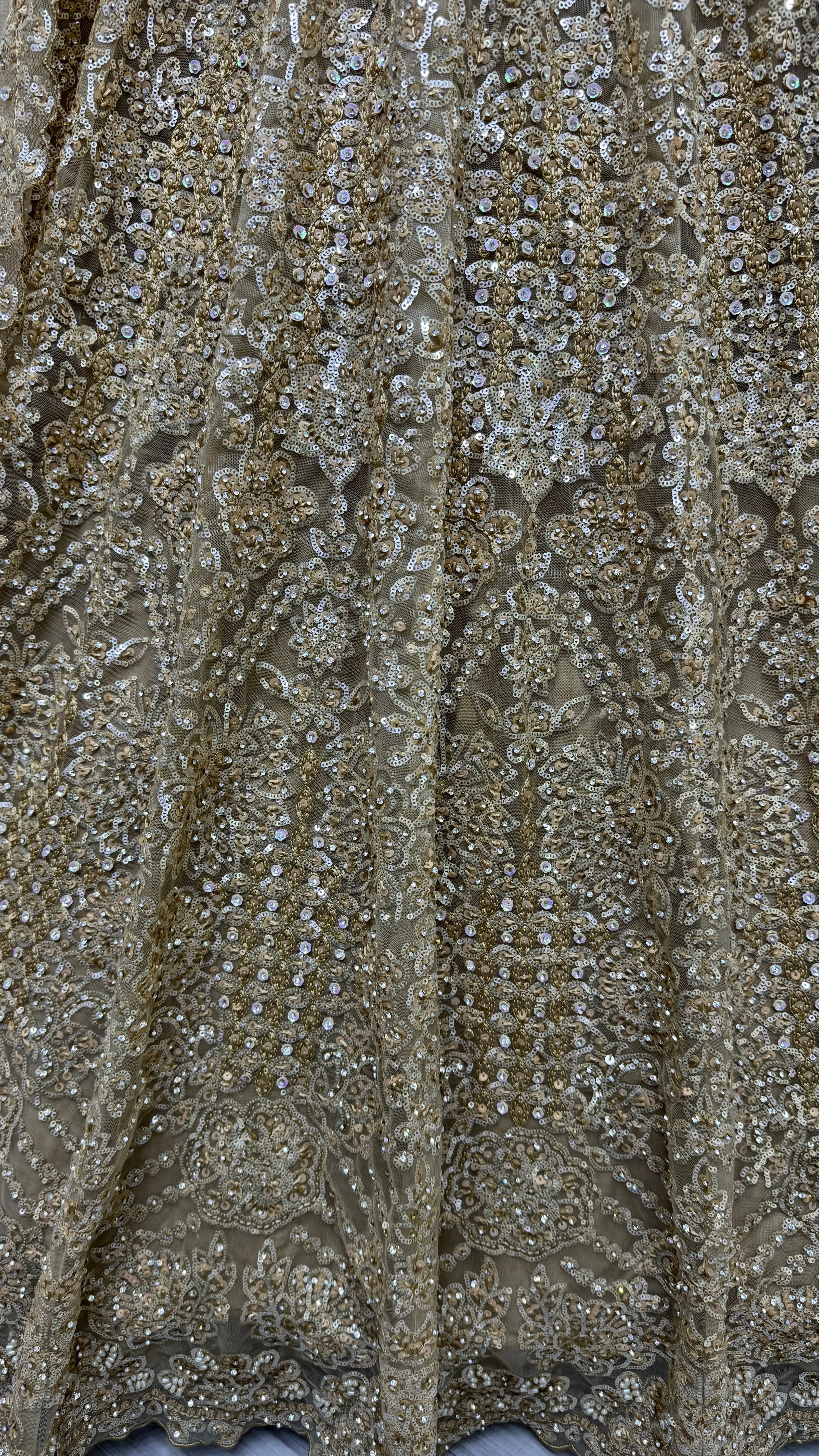 Golden Heavy Soft Net Heavy Multi thread & Sequence work Wedding Bridal Lehenga Choli