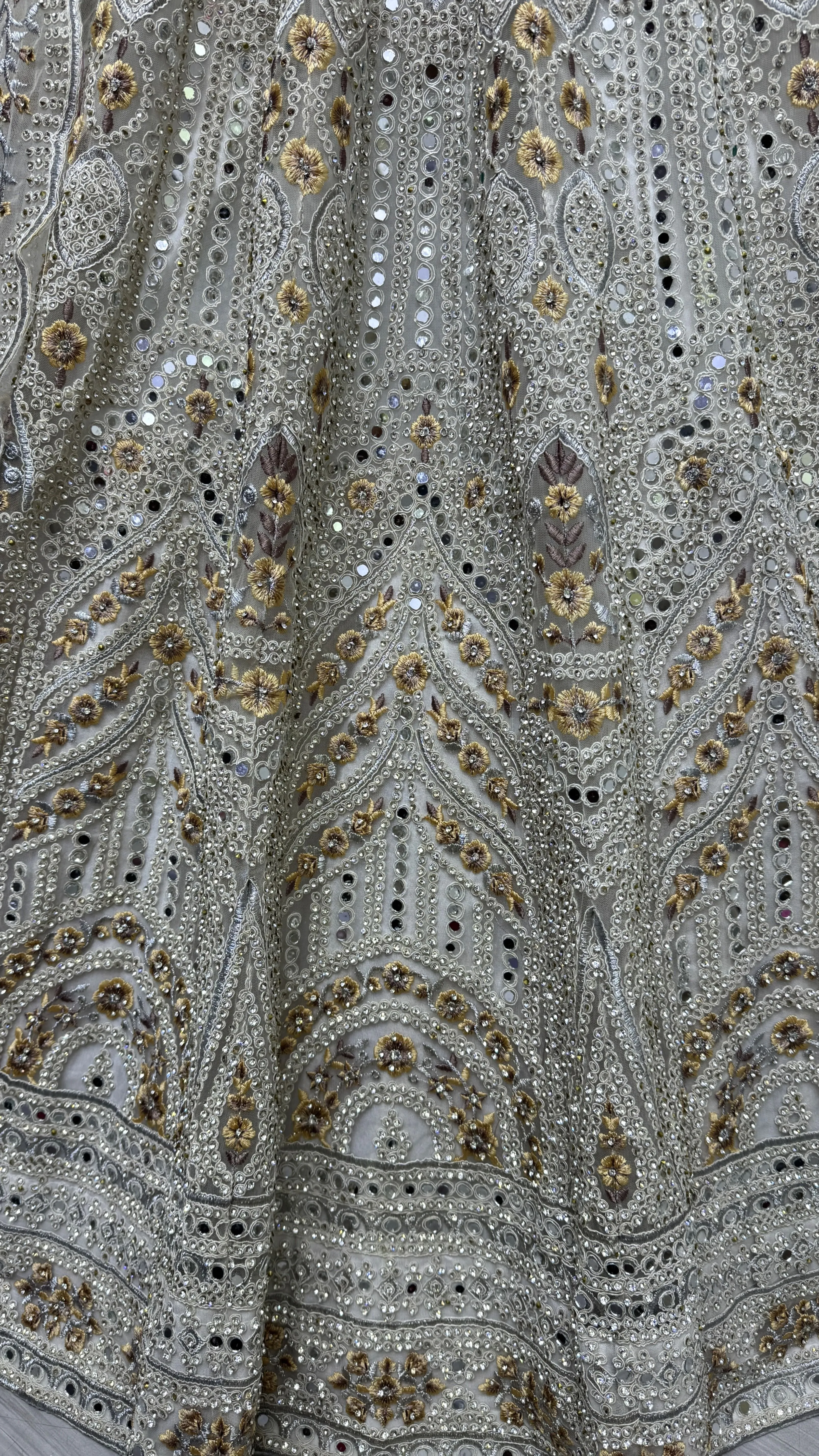 Golden Heavy Soft Net Heavy Multi thread & Sequence work Wedding Bridal Lehenga Choli