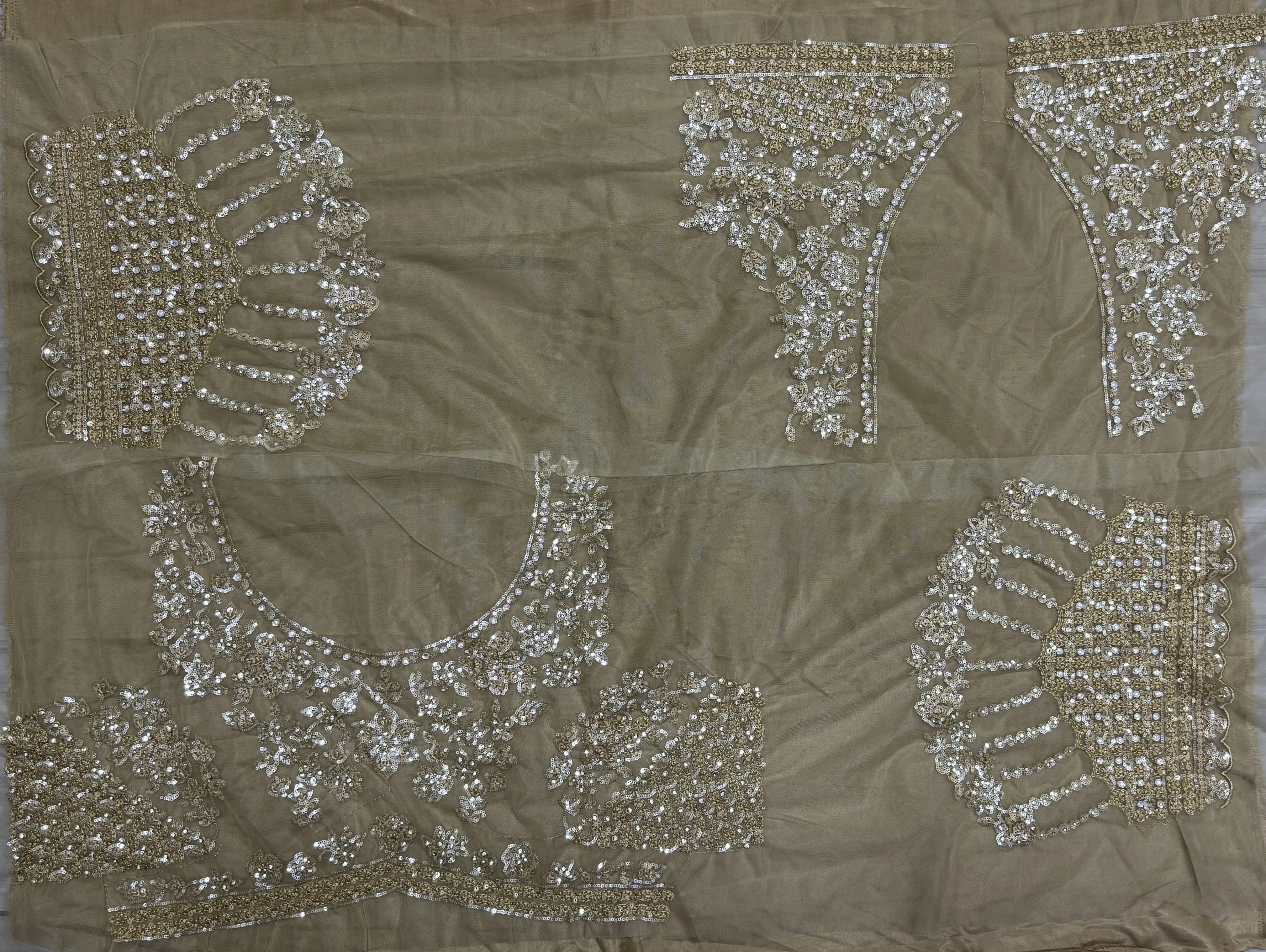 Golden Heavy Soft Net Heavy Multi thread & Sequence work Wedding Bridal Lehenga Choli