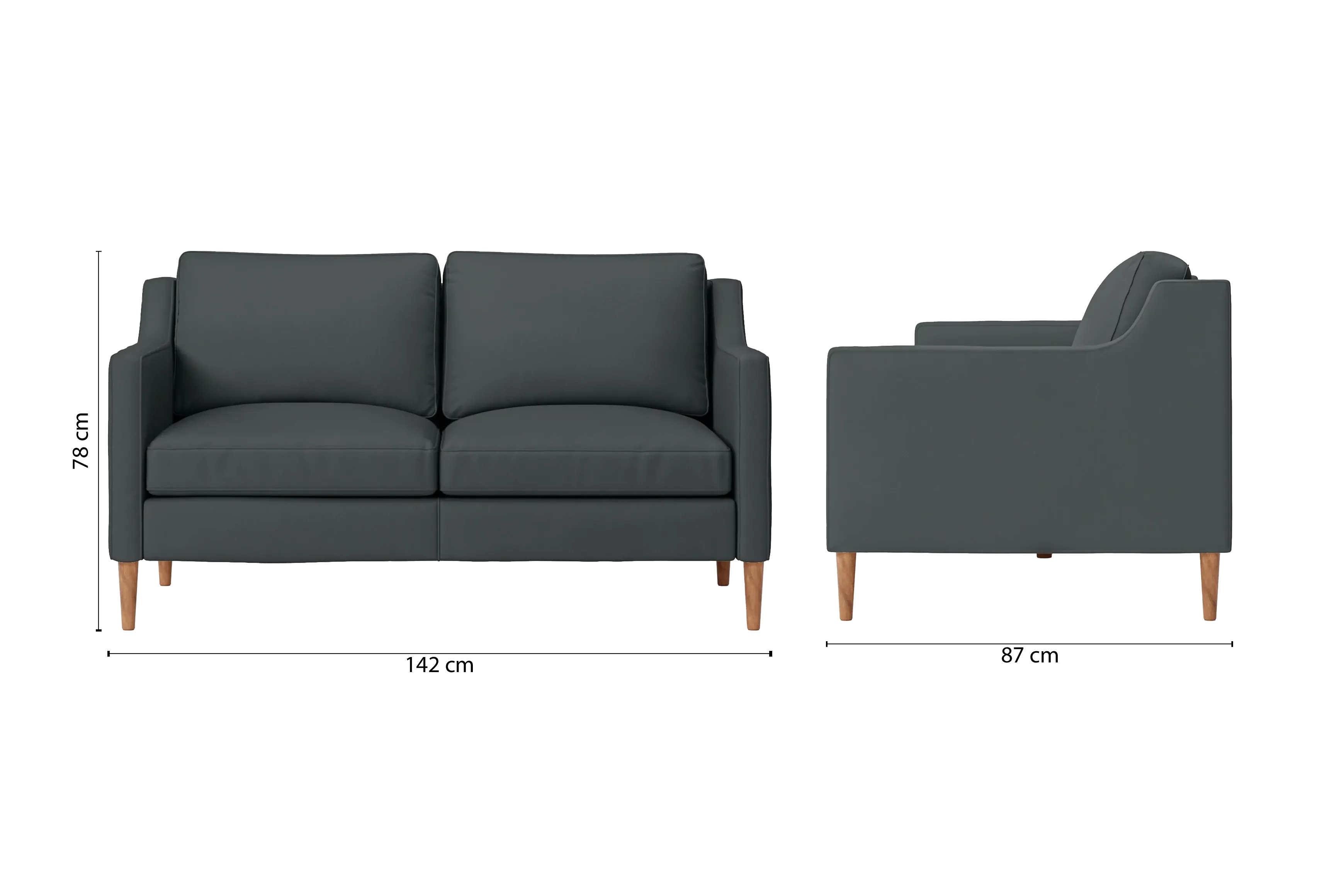 Greco 2 Seater Sofa Slate Leather