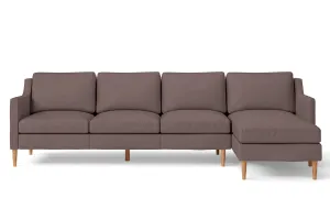 Greco 4 Seater Right Hand Facing Chaise Lounge Corner Sofa Rose Taupe Leather