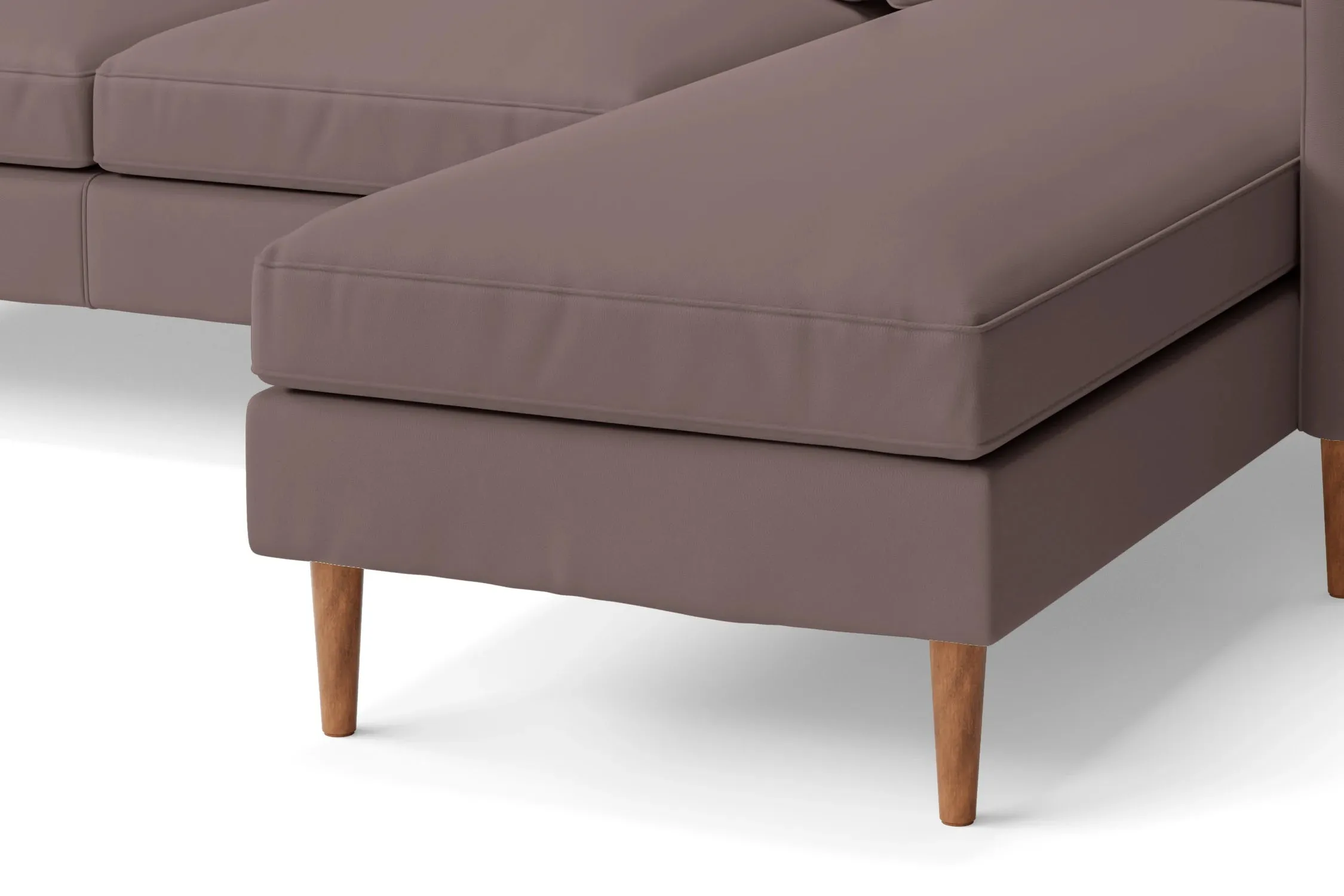 Greco 4 Seater Right Hand Facing Chaise Lounge Corner Sofa Rose Taupe Leather