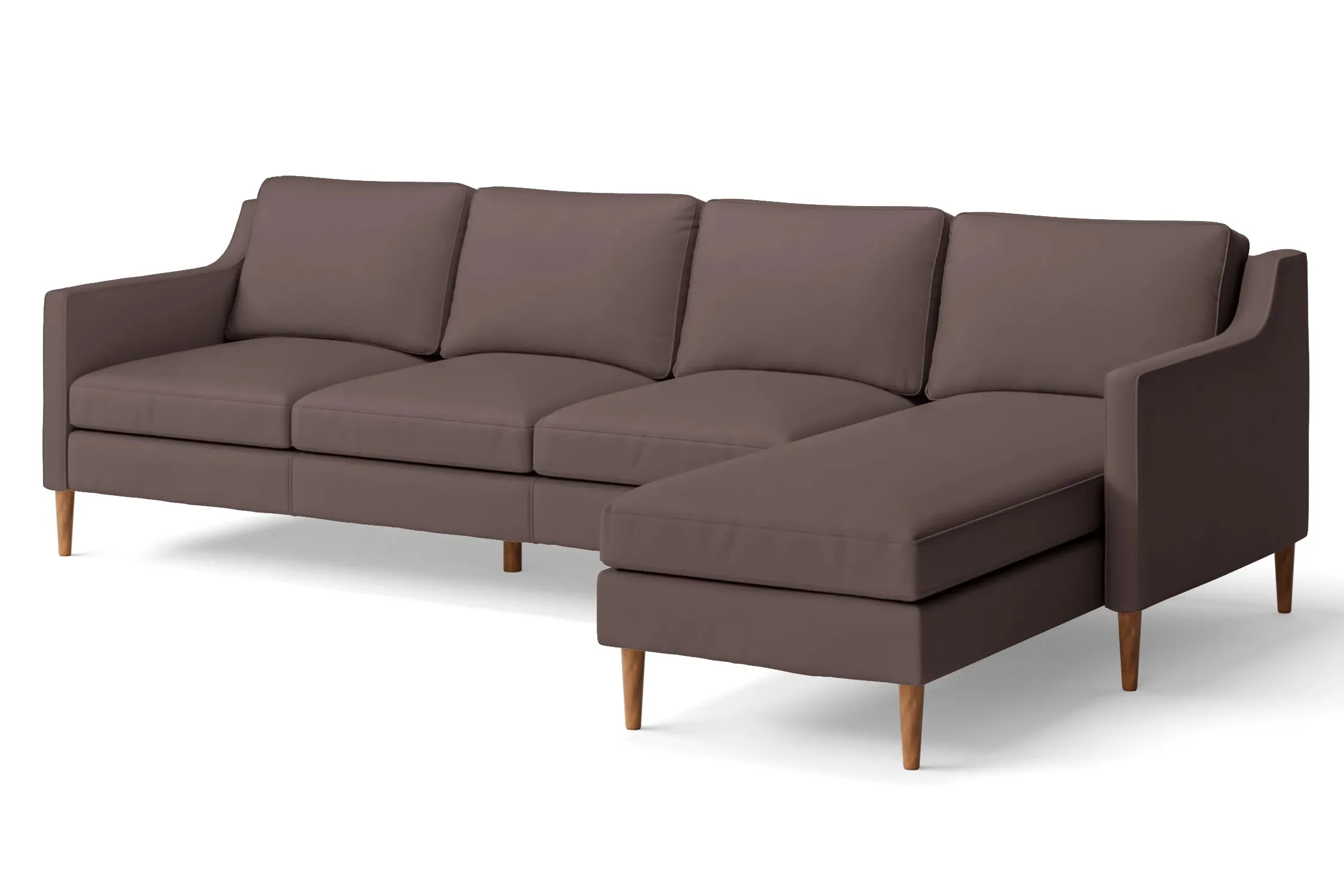 Greco 4 Seater Right Hand Facing Chaise Lounge Corner Sofa Rose Taupe Leather
