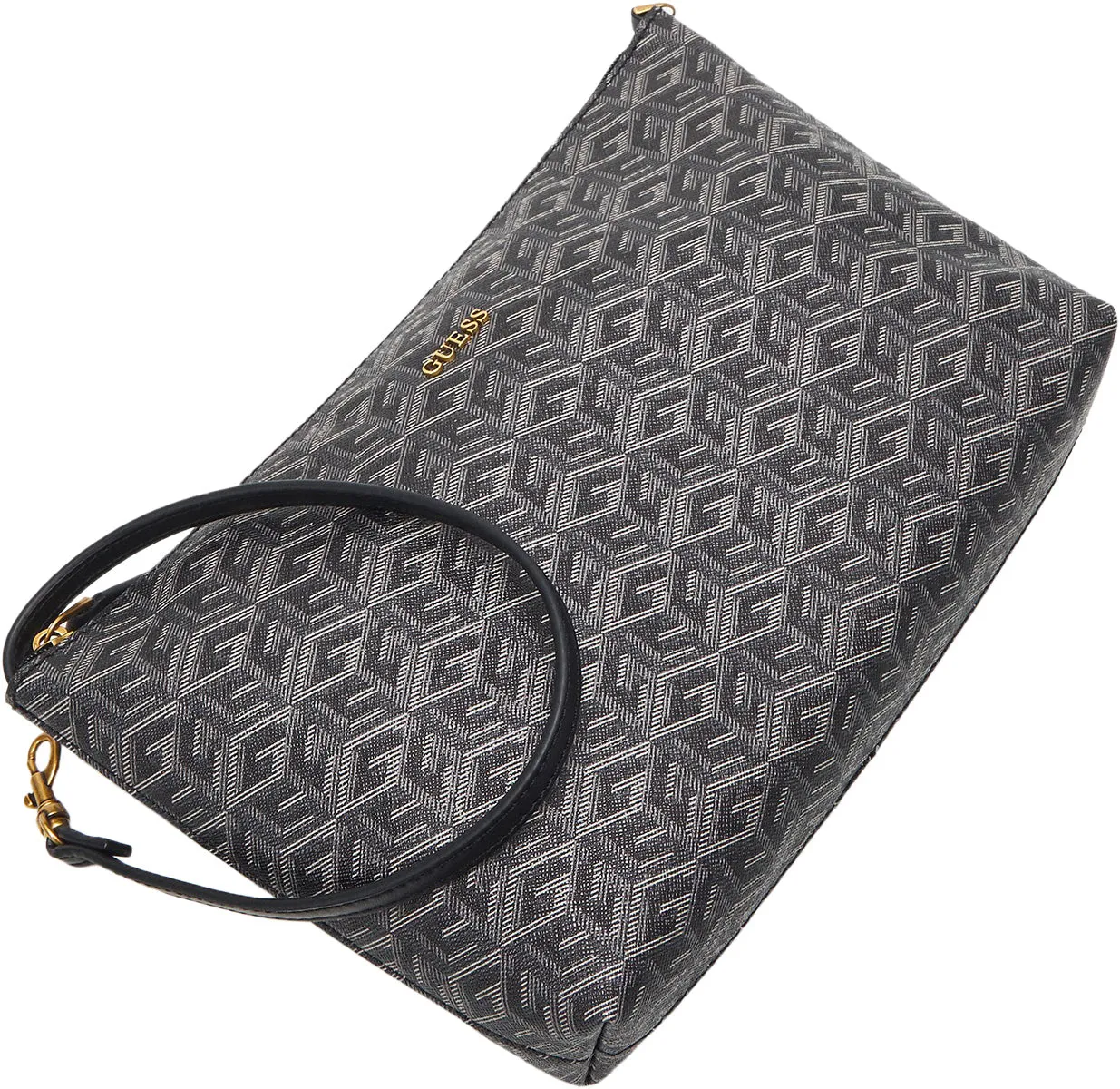 Guess Vikky Large In Cube Logo Bag Charcoal For Women