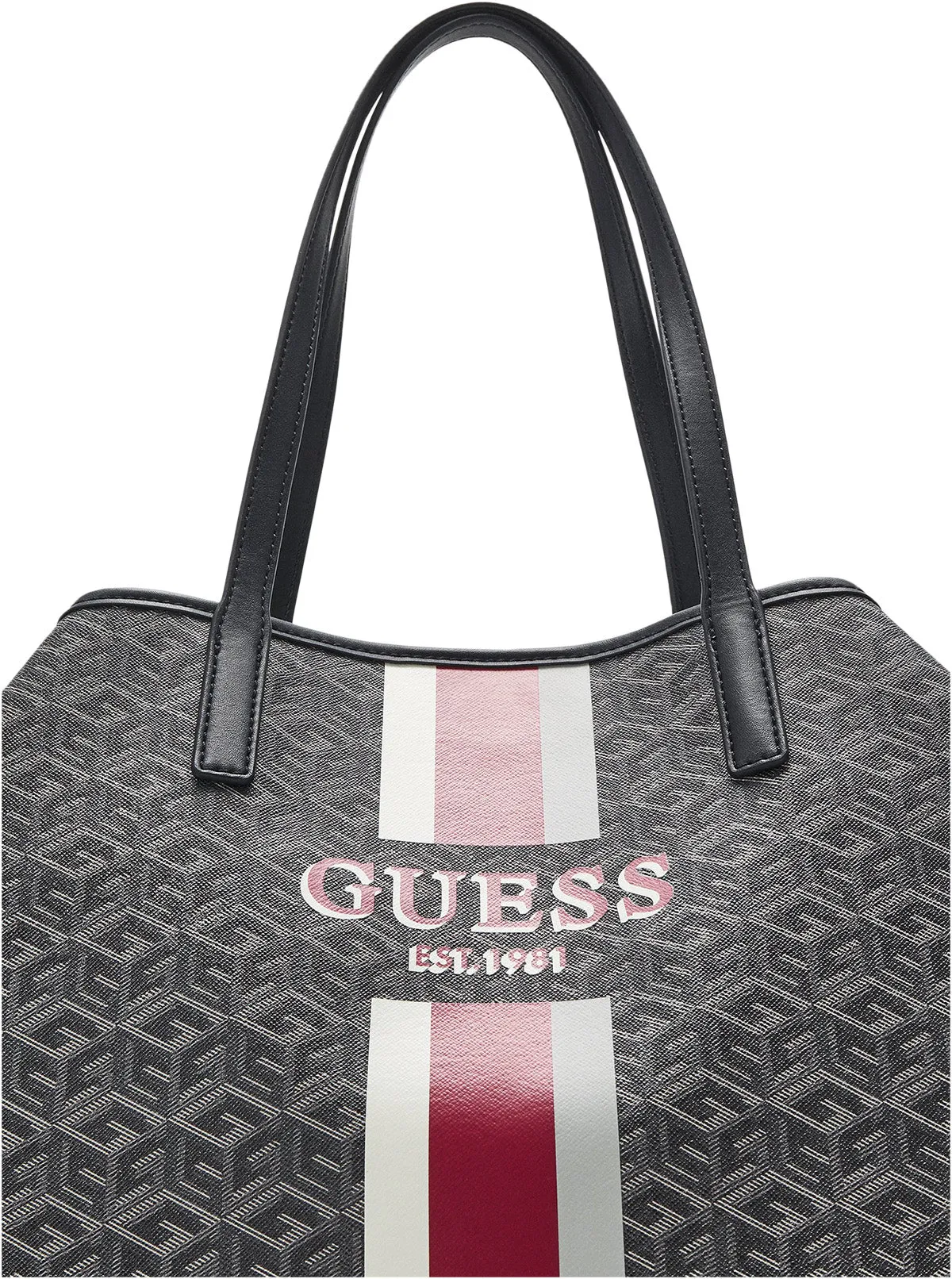 Guess Vikky Large In Cube Logo Bag Charcoal For Women