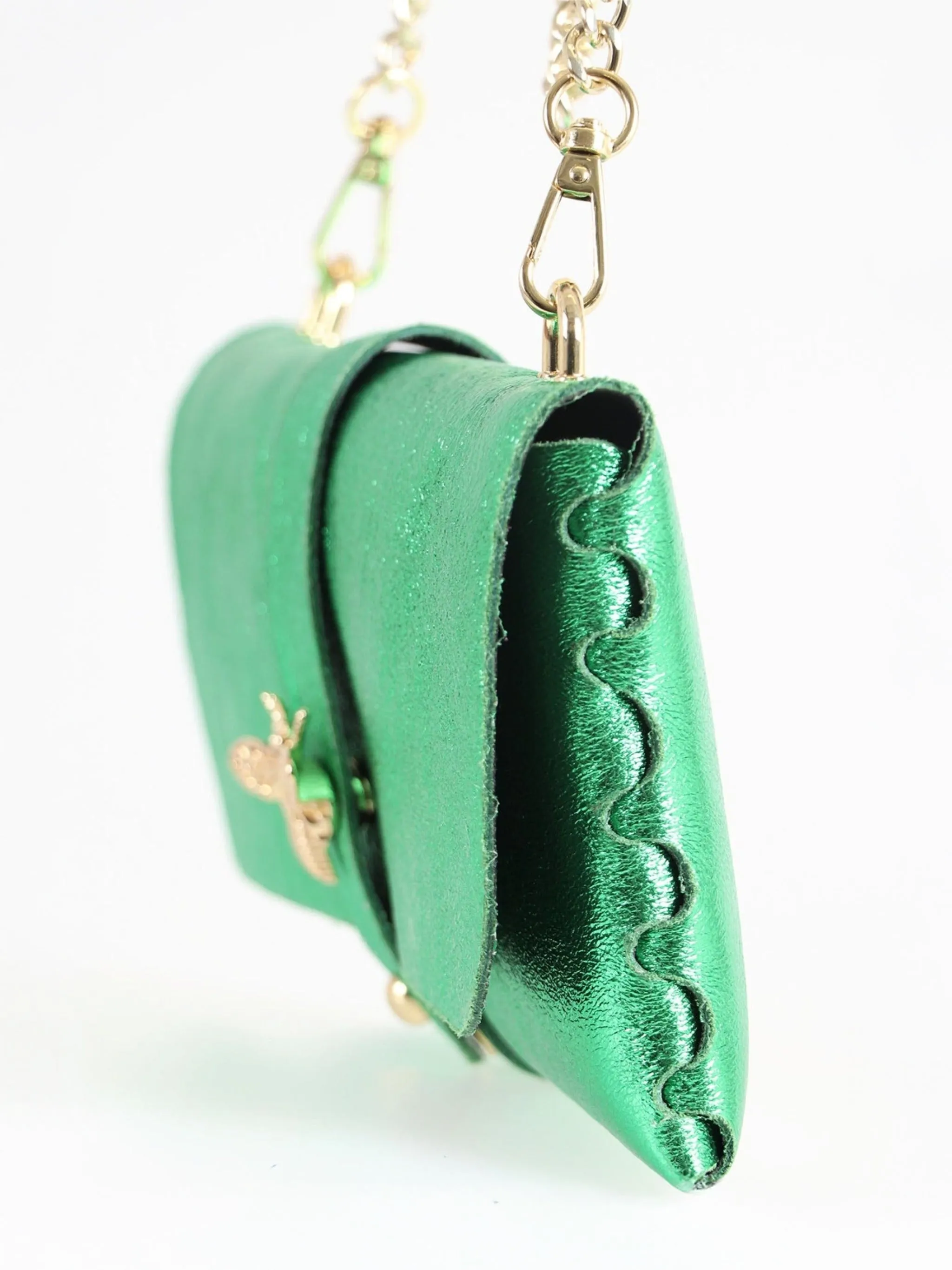 Halle Clutch Bag - Bright Green, Metallic