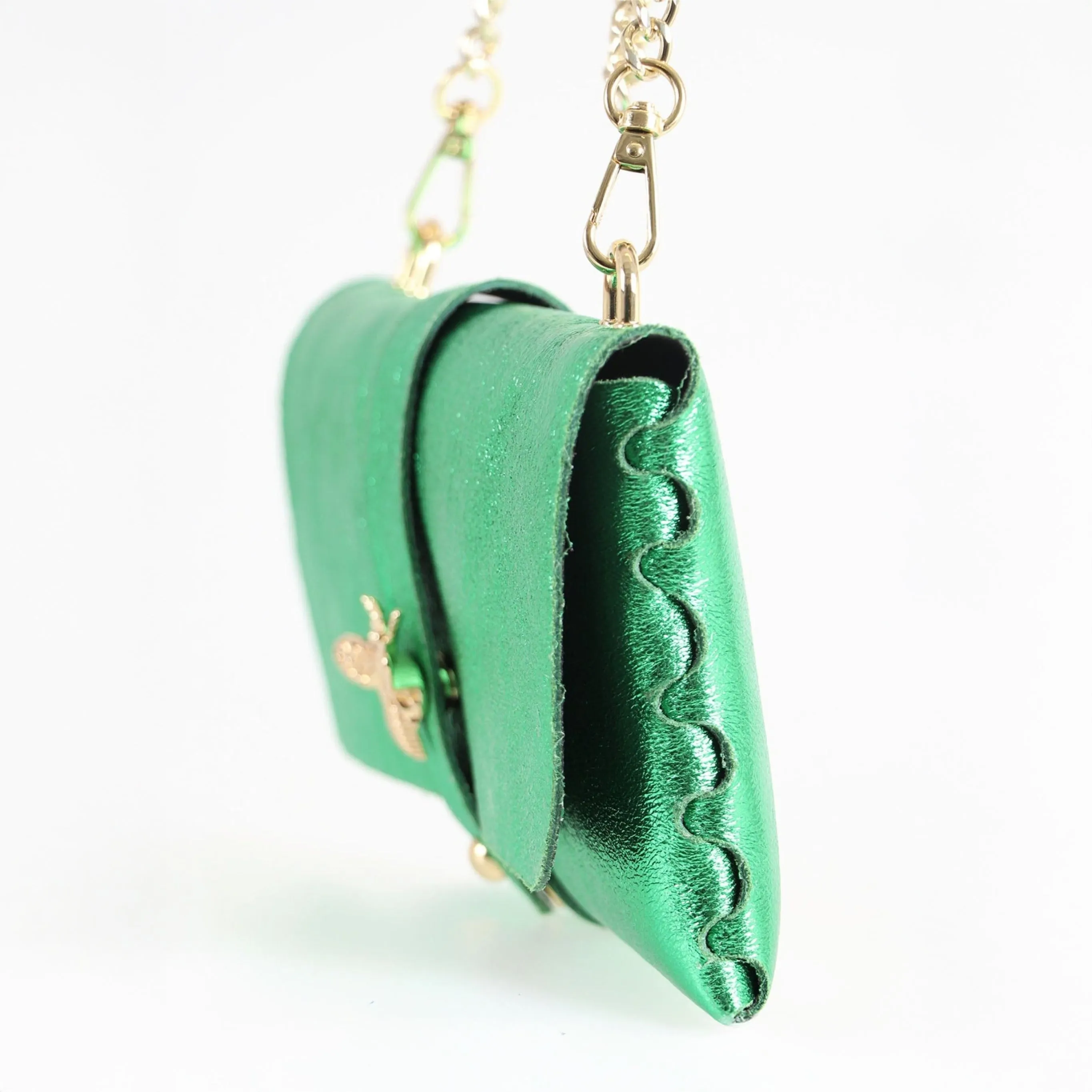 Halle Clutch Bag - Bright Green, Metallic