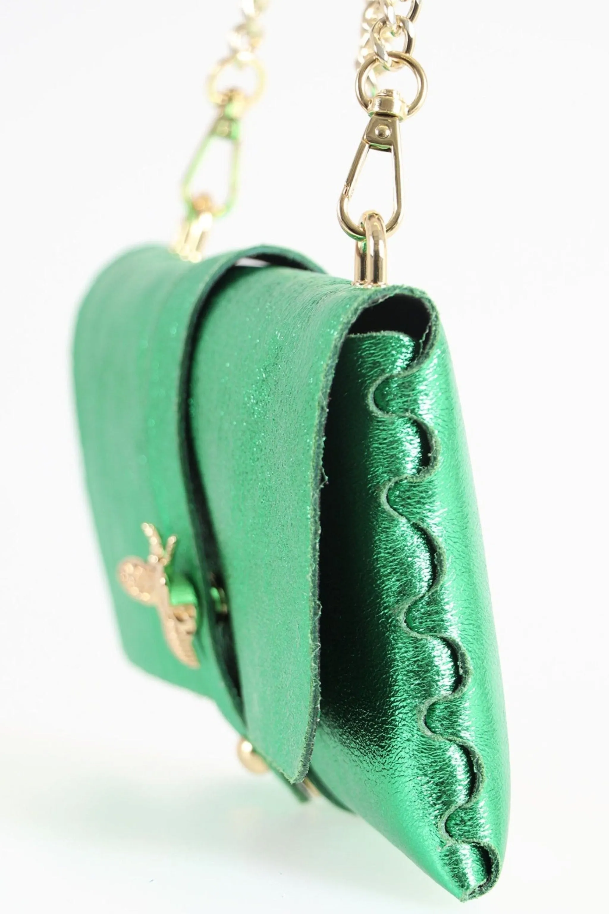 Halle Clutch Bag - Bright Green, Metallic