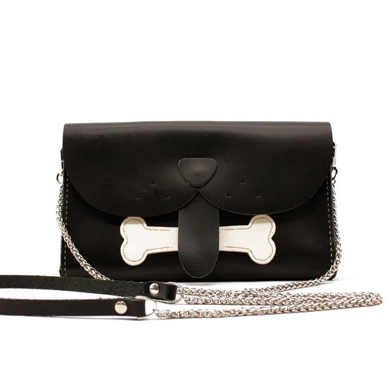Handmade Leather Cute Dog Round Bag Chain Shoulder Bag Personalized Monogrammed Gift Custom Chain Crossbody Bag Purse Chain Shoulder Bag Purse