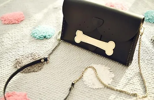 Handmade Leather Cute Dog Round Bag Chain Shoulder Bag Personalized Monogrammed Gift Custom Chain Crossbody Bag Purse Chain Shoulder Bag Purse