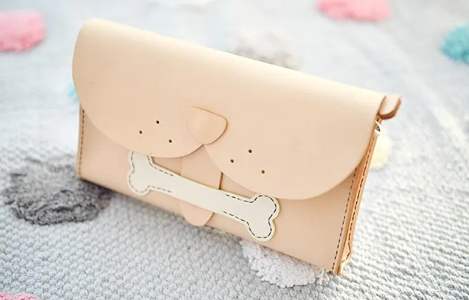 Handmade Leather Cute Dog Round Bag Chain Shoulder Bag Personalized Monogrammed Gift Custom Chain Crossbody Bag Purse Chain Shoulder Bag Purse