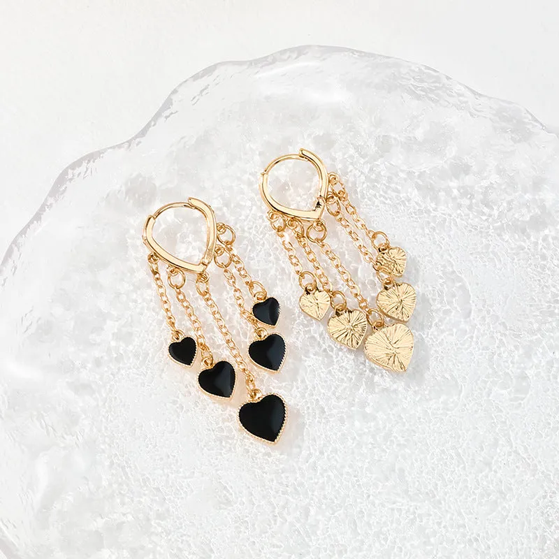 Heartfelt Amazon Love Tassel Earrings - Elegant Wholesale Heart-Shaped Women's Jewelry