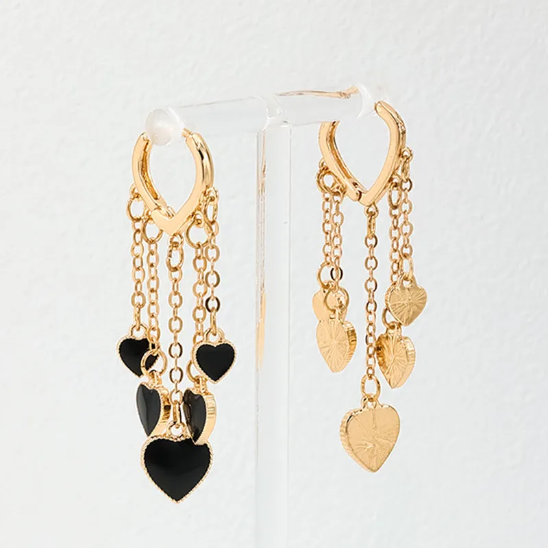 Heartfelt Amazon Love Tassel Earrings - Elegant Wholesale Heart-Shaped Women's Jewelry