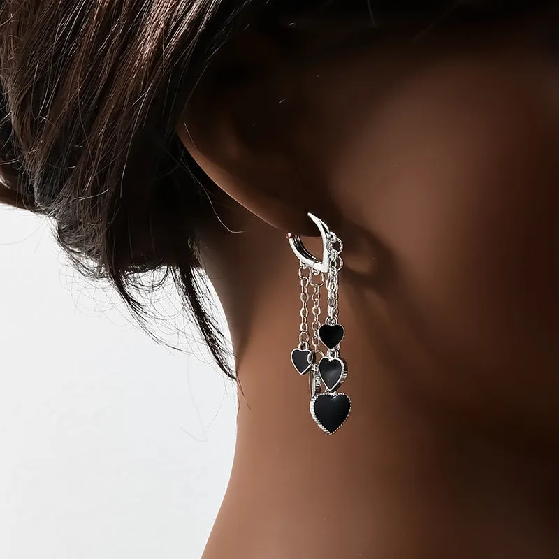 Heartfelt Amazon Love Tassel Earrings - Elegant Wholesale Heart-Shaped Women's Jewelry