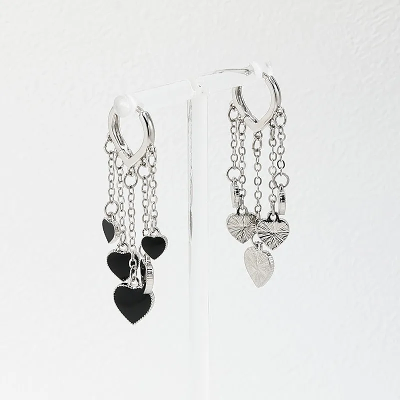 Heartfelt Amazon Love Tassel Earrings - Elegant Wholesale Heart-Shaped Women's Jewelry