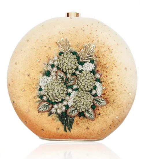 ivory & gold hydrangea clutch - gold series