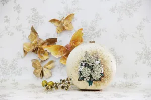 ivory & gold hydrangea clutch - gold series