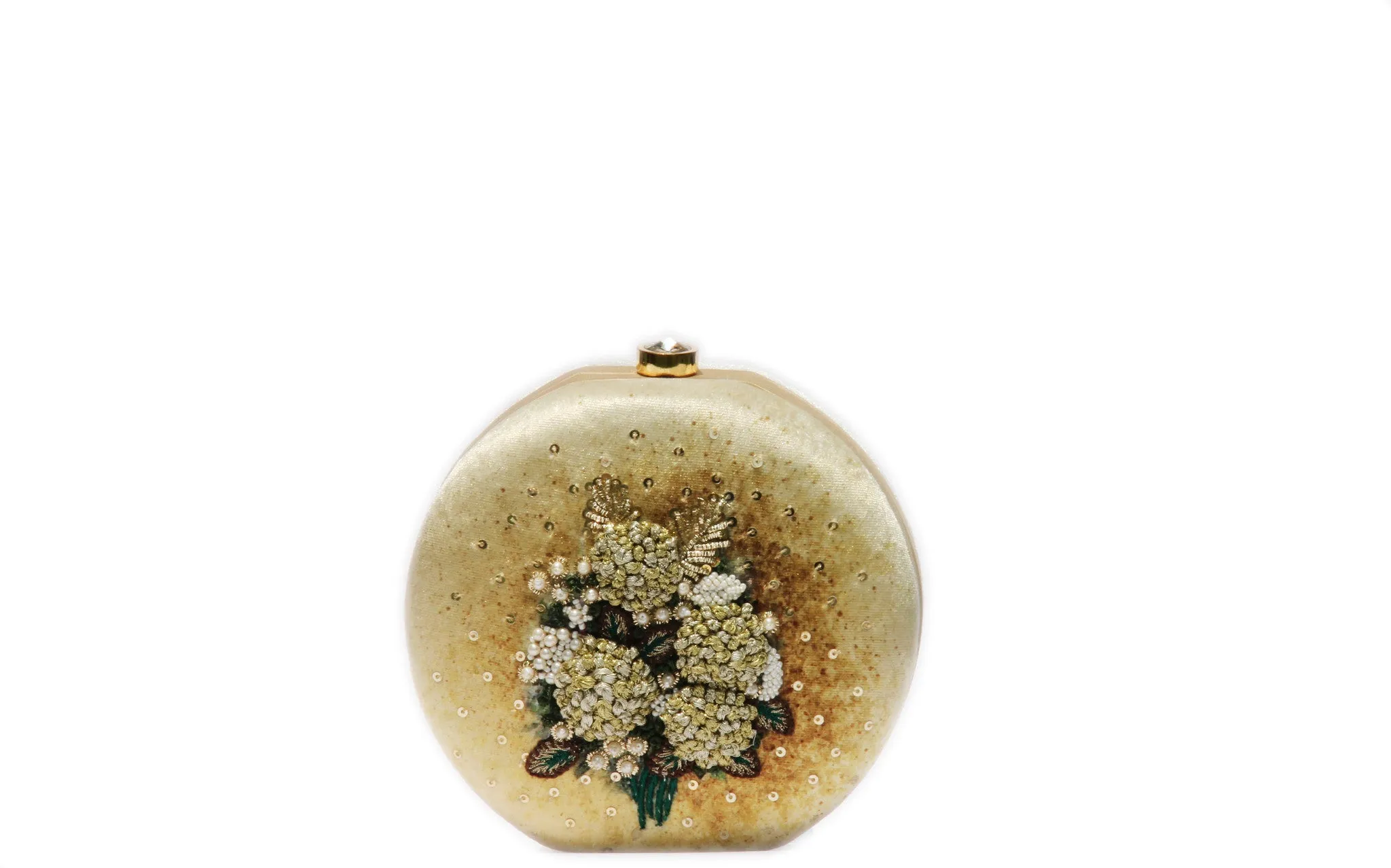 ivory & gold hydrangea clutch - gold series