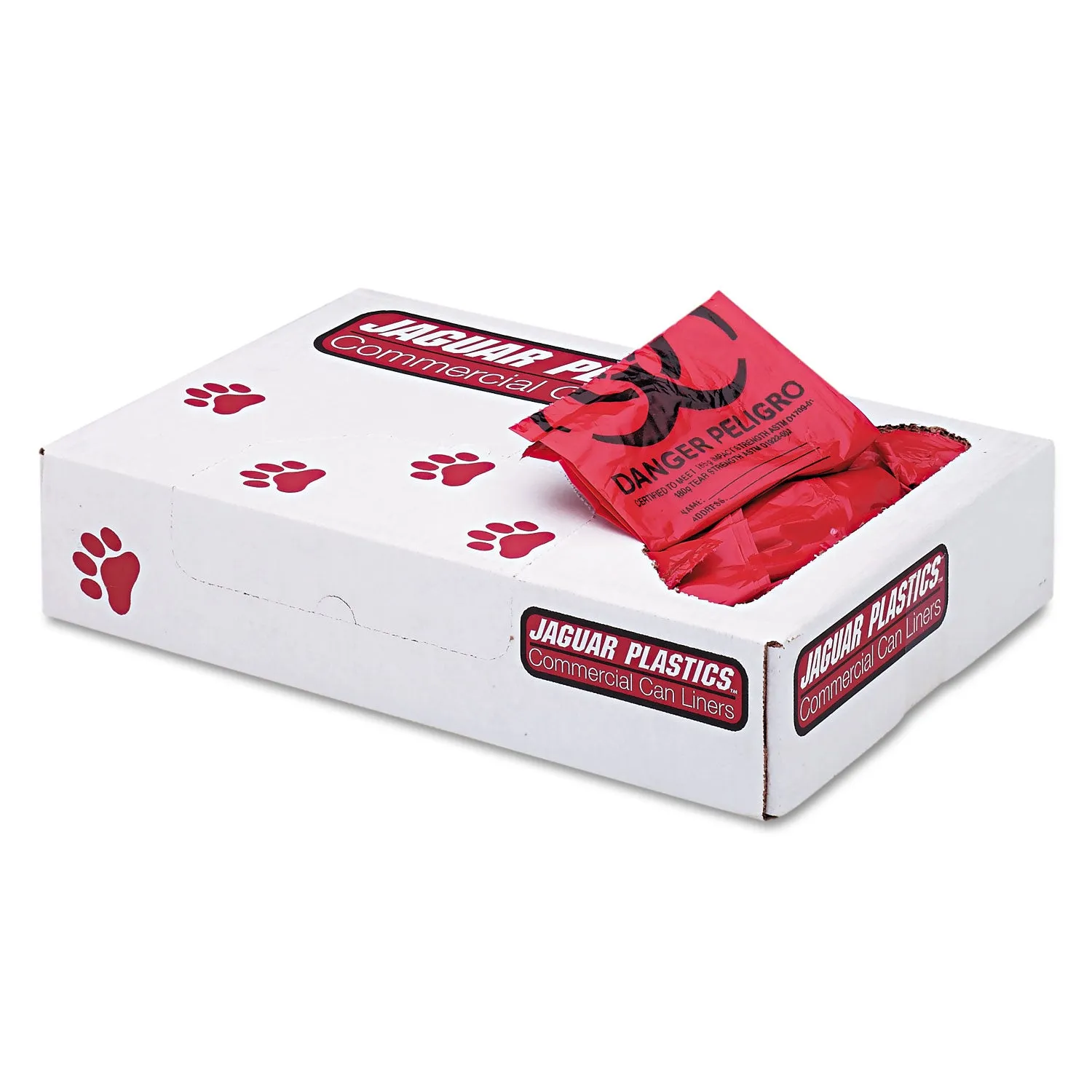 Jaguar Health Care Trash Can Liners, 16 Gal, 1.3 Mil, 24" X 32", Red, 250/Carton - JAGIW2432R