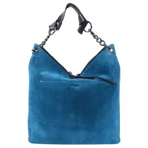 Jimmy Choo Teal Blue Suede Chain Strap Bag