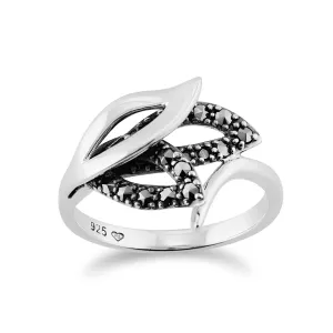 Jugendstil Ring, 925 Sterlingsilber 0.19ct ct Markasit Jugendstil Stil KRONENRING
