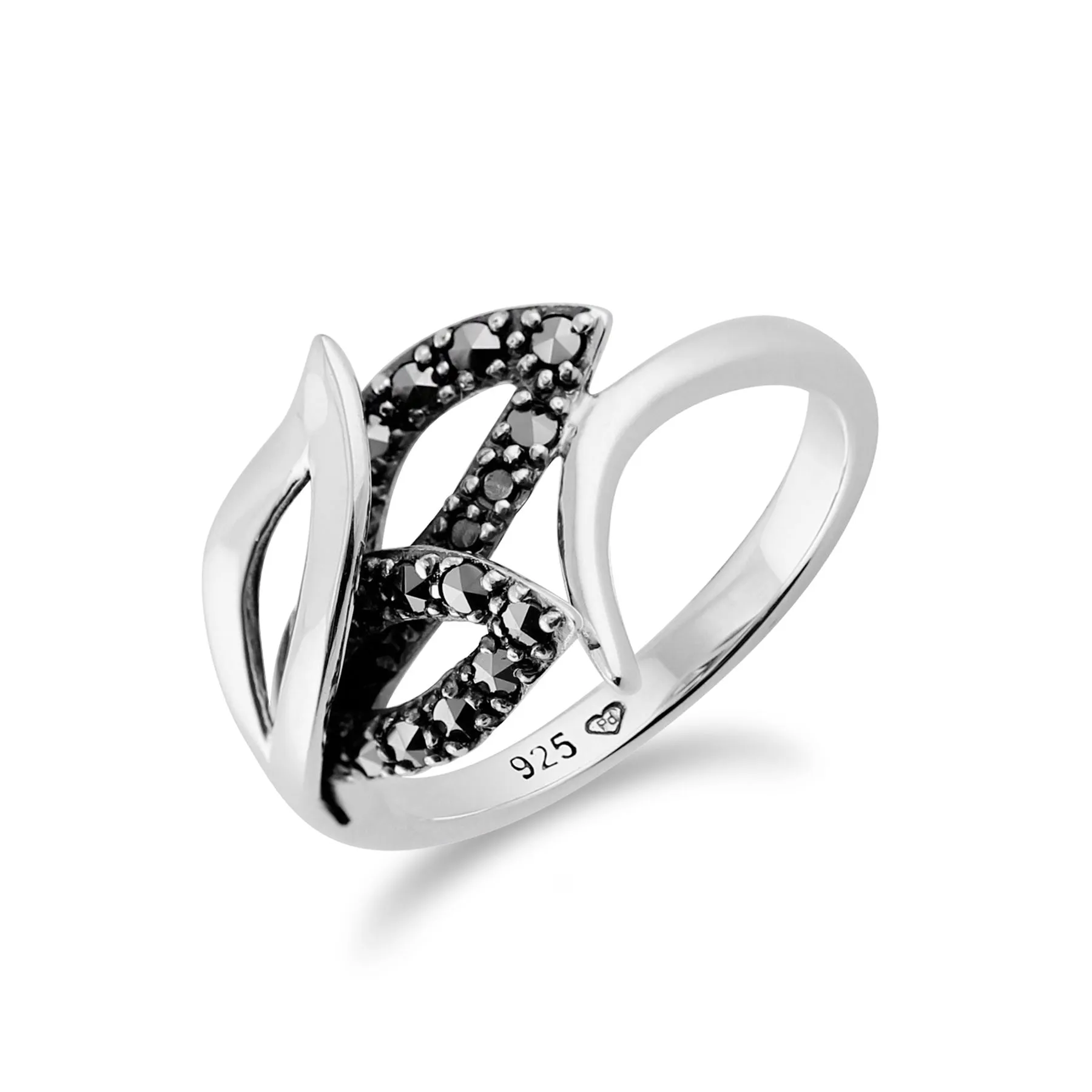 Jugendstil Ring, 925 Sterlingsilber 0.19ct ct Markasit Jugendstil Stil KRONENRING