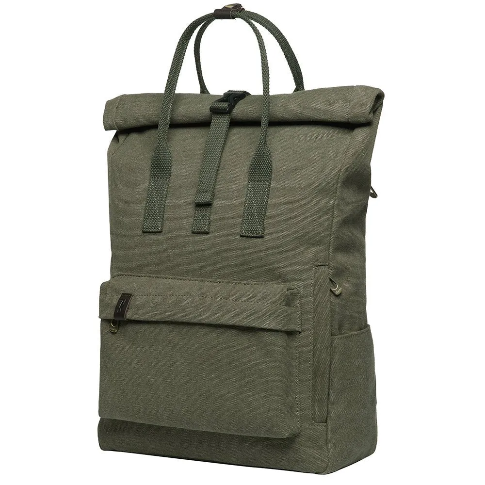 KAUKKO Vintage Canvas Rucksack Laptop Backpack for 12" Notebook for Women Men,School College Backpack (47-2-GREEN)