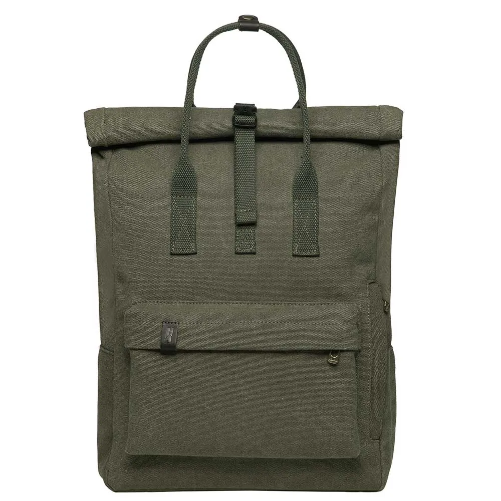 KAUKKO Vintage Canvas Rucksack Laptop Backpack for 12" Notebook for Women Men,School College Backpack (47-2-GREEN)