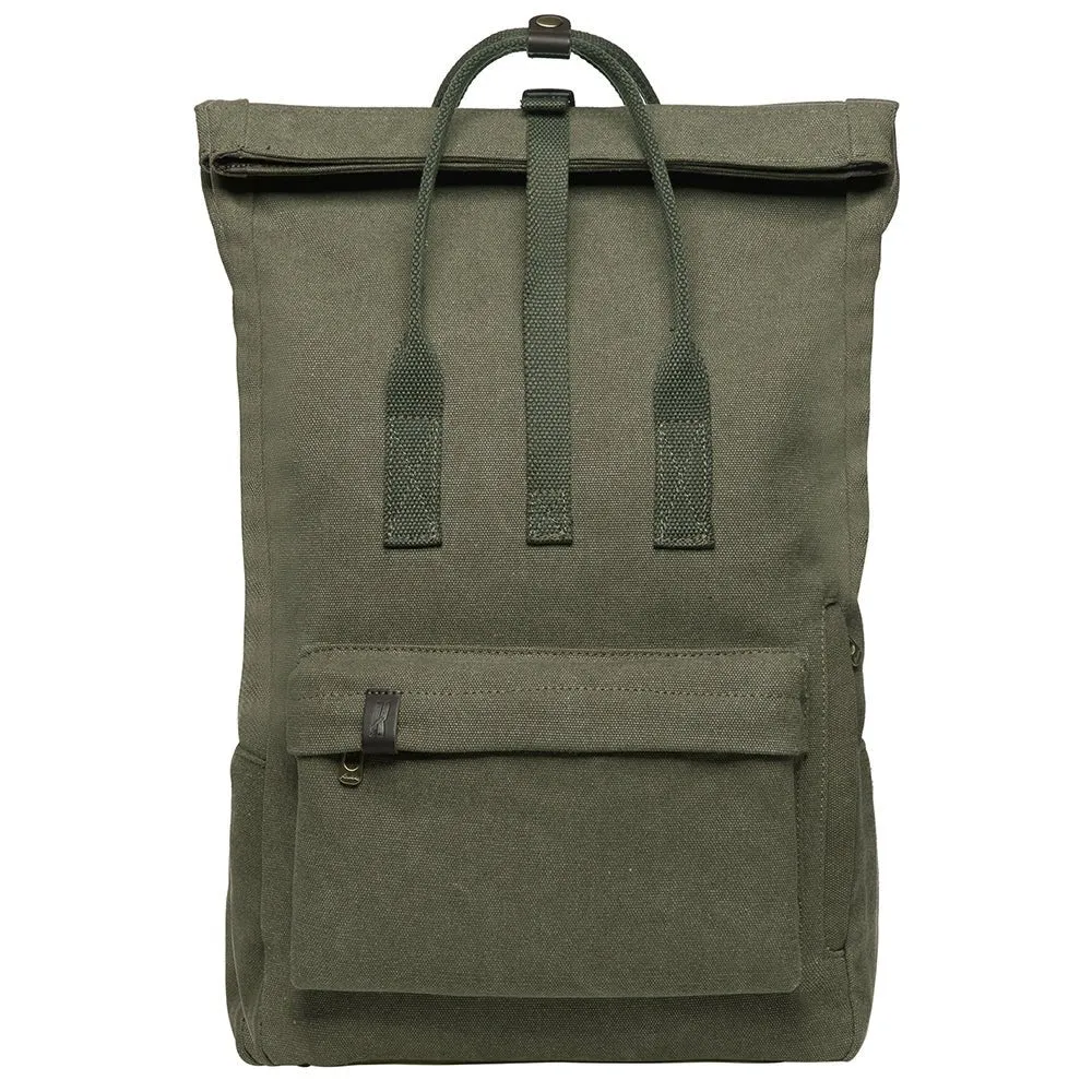 KAUKKO Vintage Canvas Rucksack Laptop Backpack for 12" Notebook for Women Men,School College Backpack (47-2-GREEN)