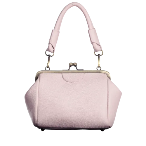 Kiss Lock Metal Trim Mini Handbag - Pink