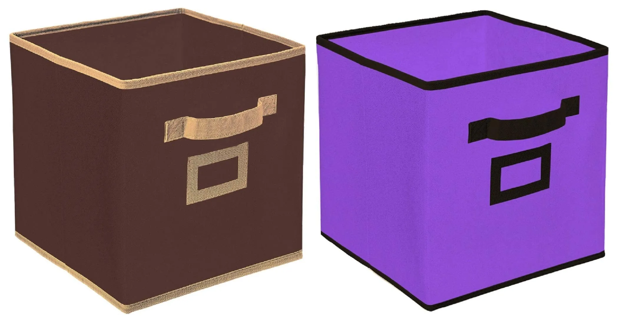 Kuber Industries Non Woven 2 Pieces Large Foldable Storage Organiser Cubes/Boxes (Coffee & Purple) - CTGTC35263