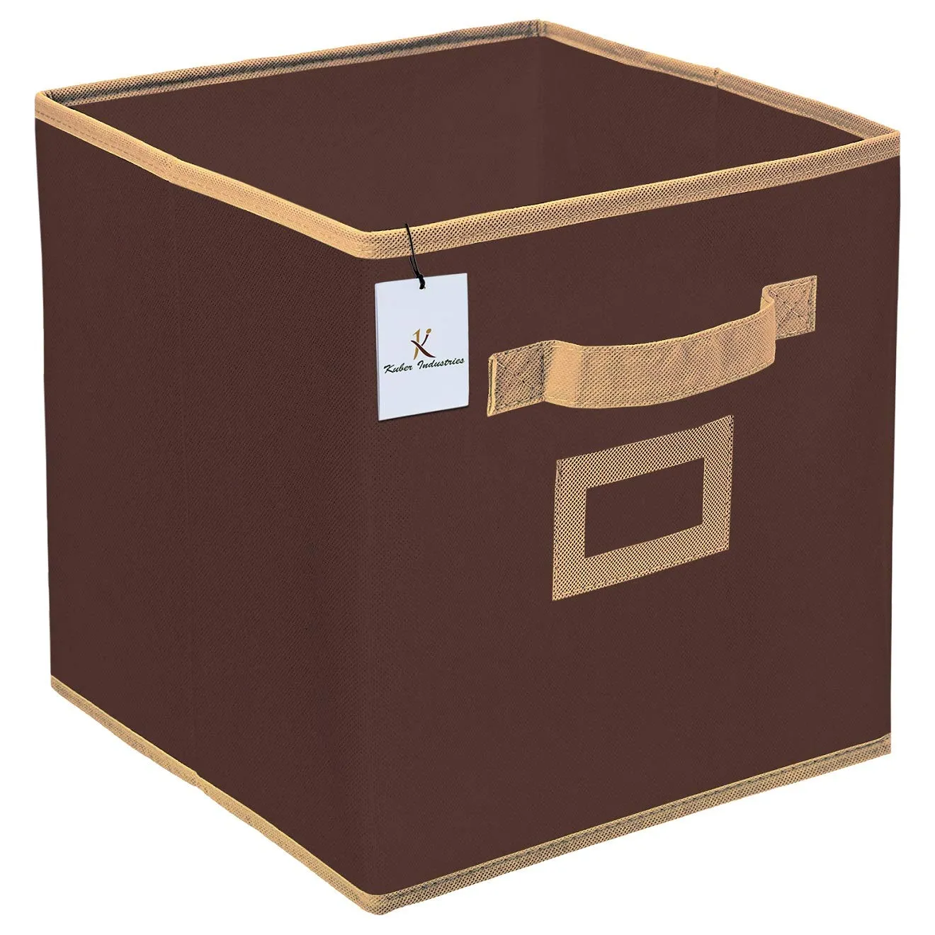 Kuber Industries Non Woven 2 Pieces Small Foldable Storage Organiser Cubes/Boxes (Coffee) - CTKTC035137