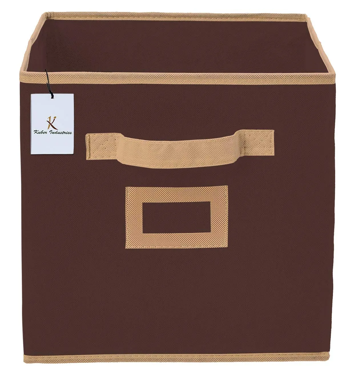 Kuber Industries Non Woven 2 Pieces Small Foldable Storage Organiser Cubes/Boxes (Coffee) - CTKTC035137