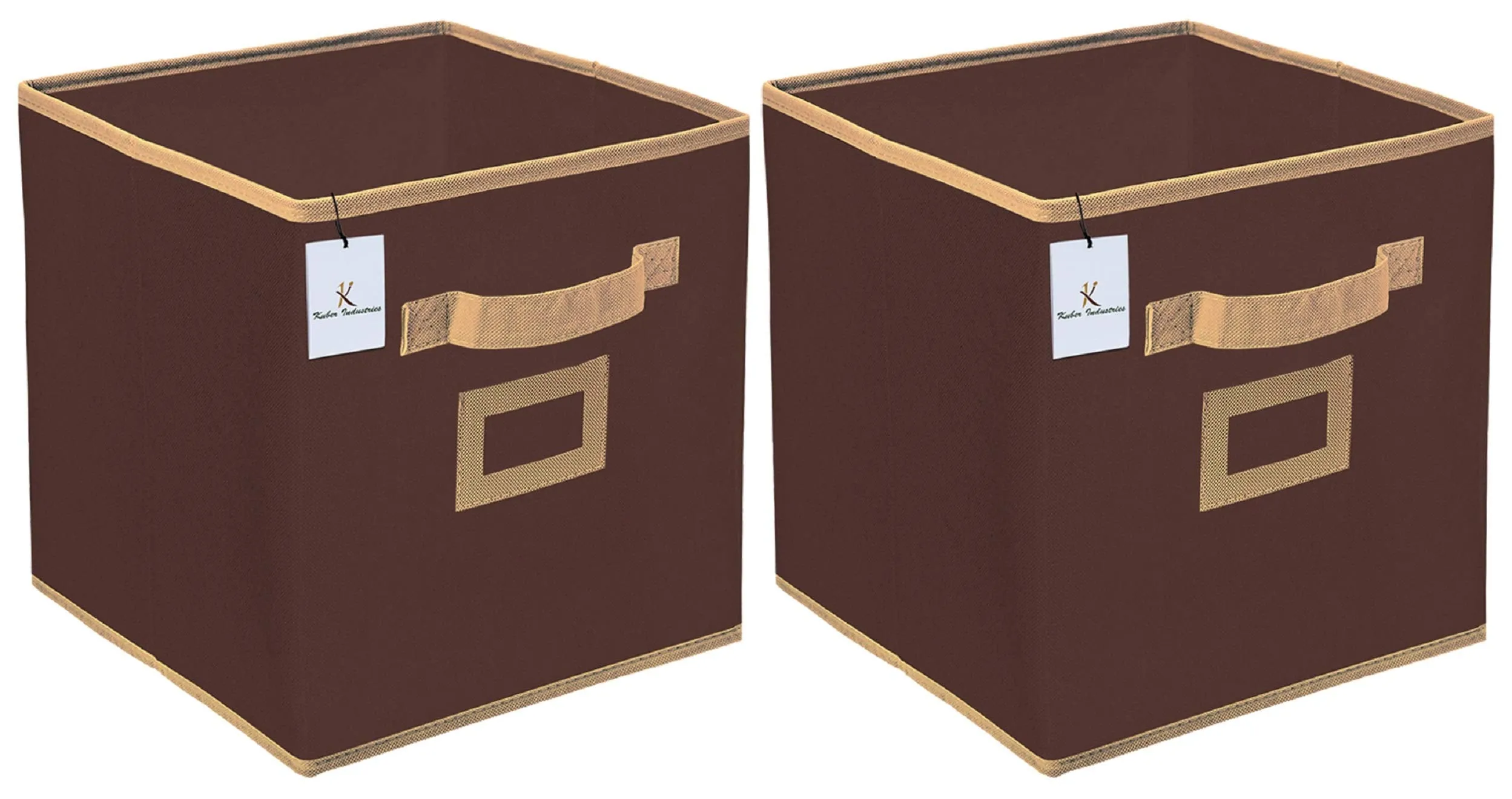 Kuber Industries Non Woven 2 Pieces Small Foldable Storage Organiser Cubes/Boxes (Coffee) - CTKTC035137