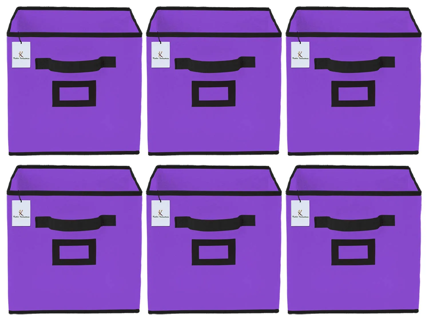 Kuber Industries Non Woven 6 Pieces Small Foldable Storage Organiser Cubes/Boxes (Purple) - CTKTC035162