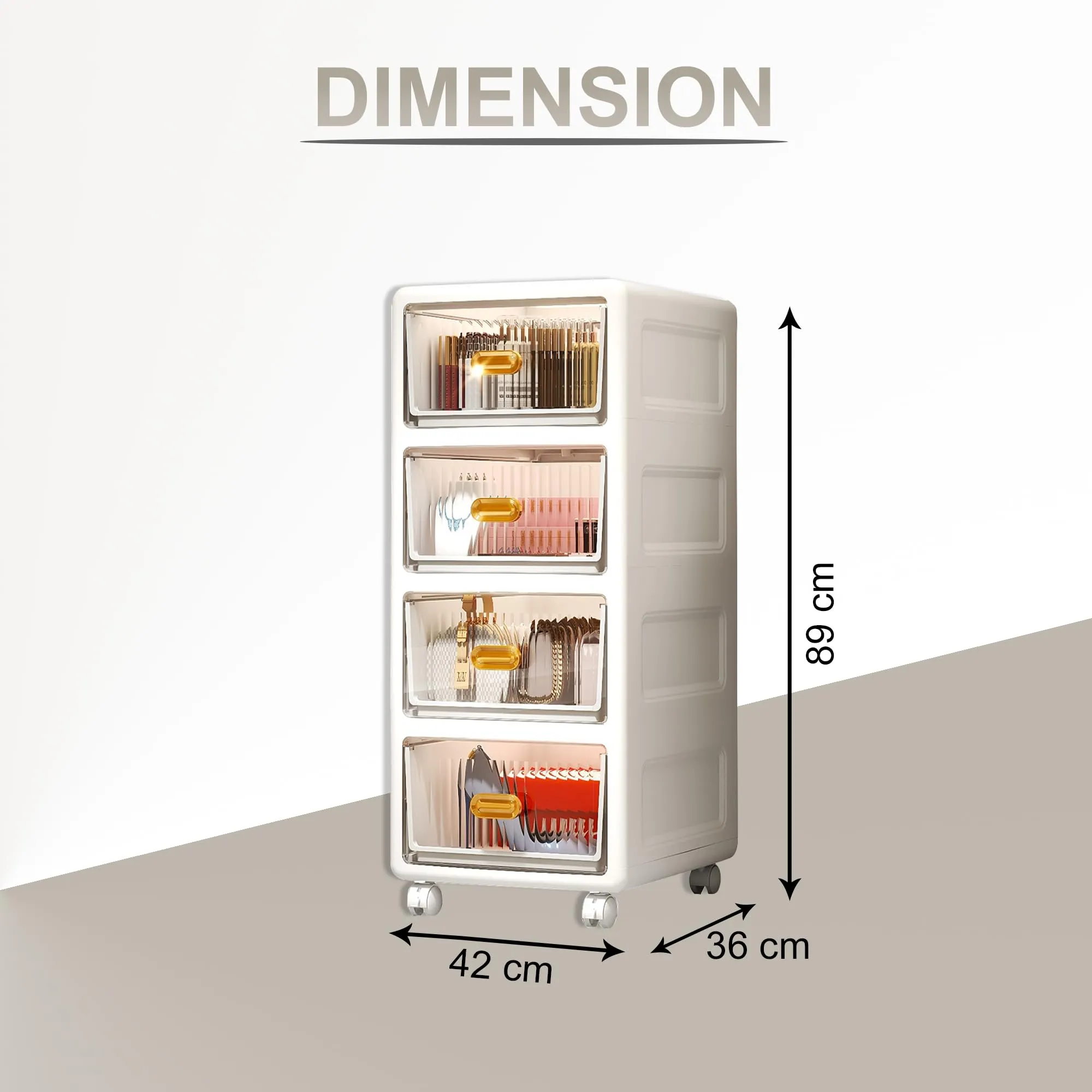 Kuber Industries (Set of 5) Single Door Cupboard for Clothes with 360 Degree Wheels - Thin Plastic Almirah for Baby Items, Kids Toys, Storage - White