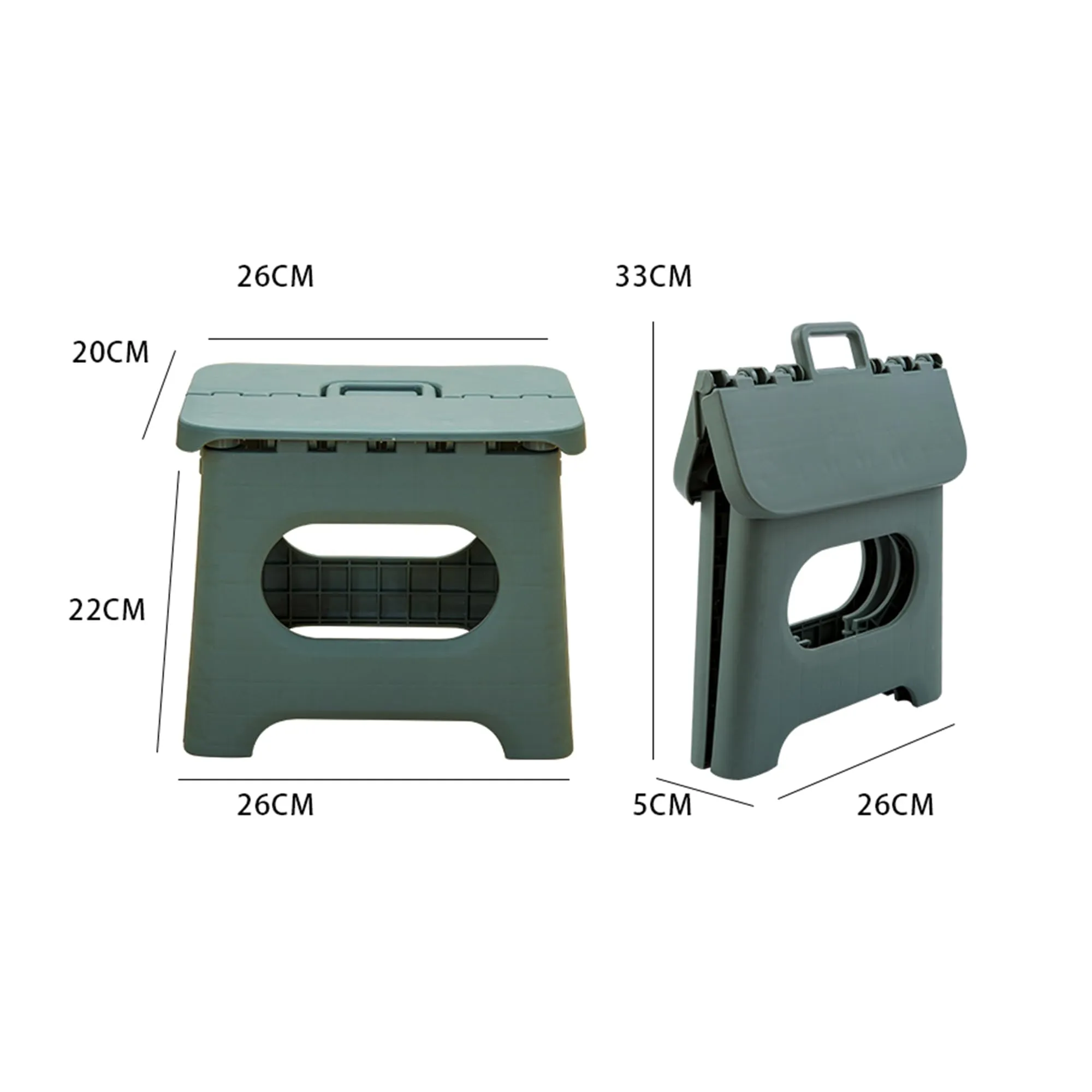 Kuber Industries (Set of 5) Small Folding Stool for Sitting - Plastic Foldable & Portable Step Stool for Kids - Green