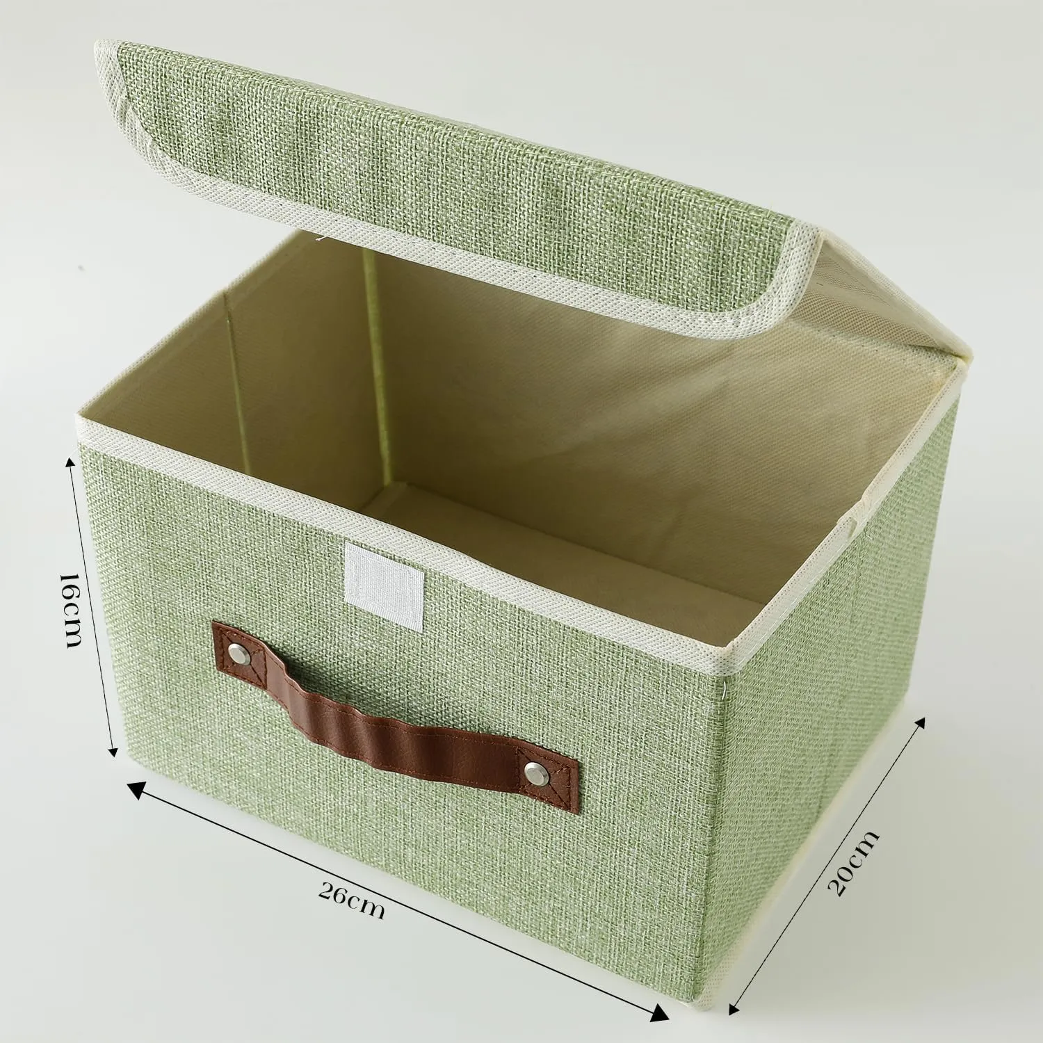 Kuber Industries Small Storage Box With Lid|Foldable Toys Storage Bin|Wardrobe Organizer For clothes|Front Handle & Sturdy Pack Of-4 (Green)