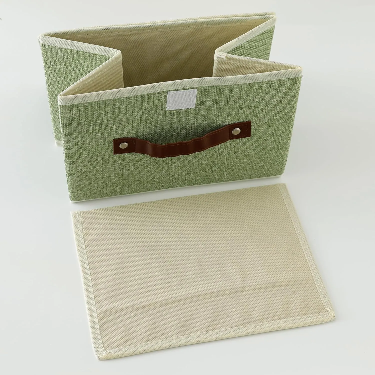 Kuber Industries Small Storage Box With Lid|Foldable Toys Storage Bin|Wardrobe Organizer For clothes|Front Handle & Sturdy Pack Of-4 (Green)