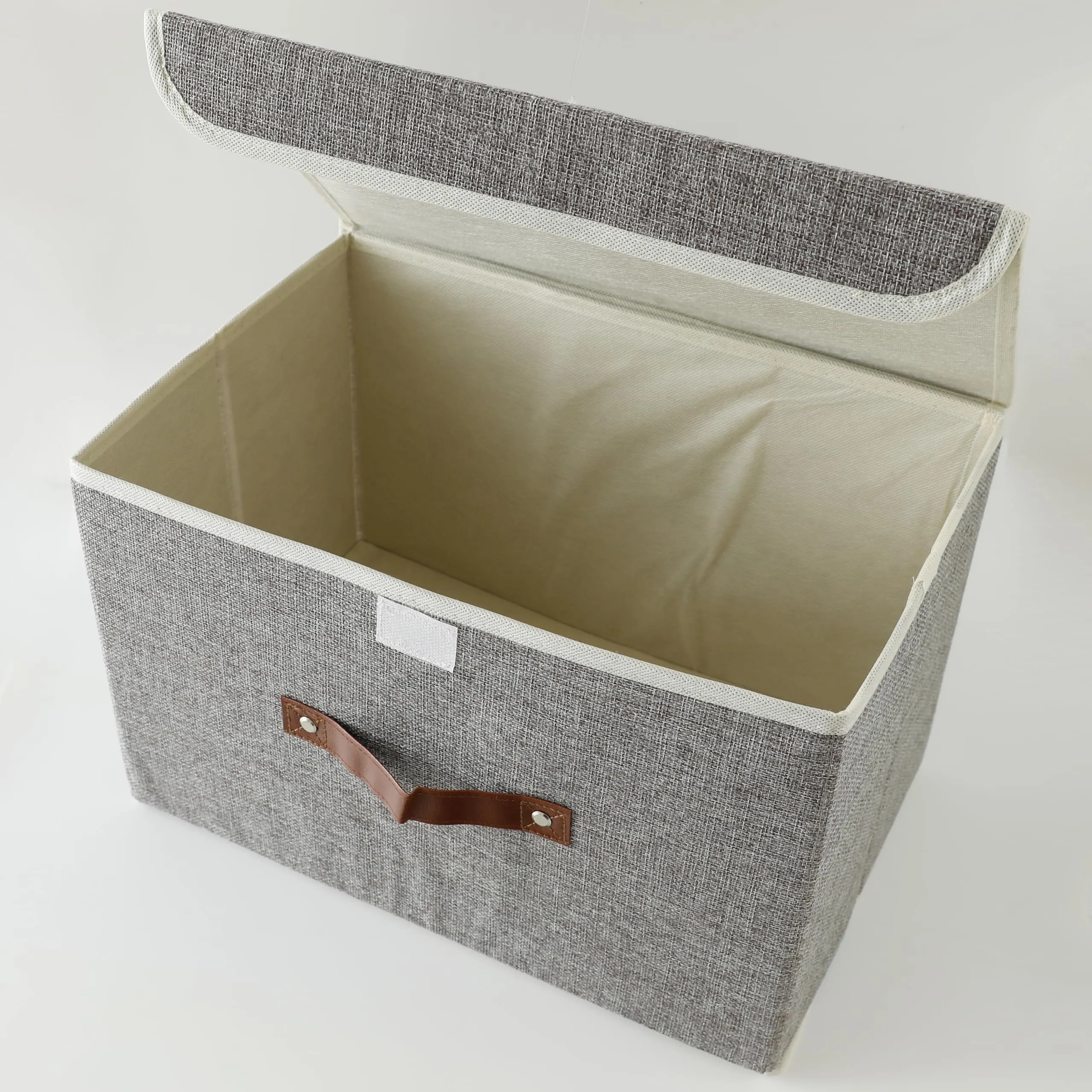 Kuber Industries Small Storage Box With Lid|Foldable Toys Storage Bin|Wardrobe Organizer For clothes|Front Handle & Sturdy Pack Of-6 (Grey)